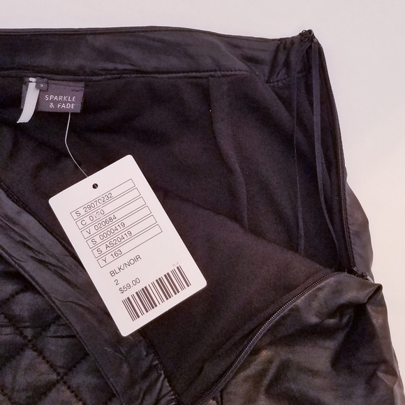 Sparkle & Fade Quilted Faux Leather Skirt (size:2) - Picture 2 of 8